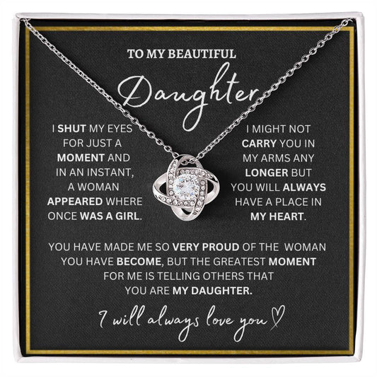 To My Beautiful Daughter | Sweet Love Knot Necklace